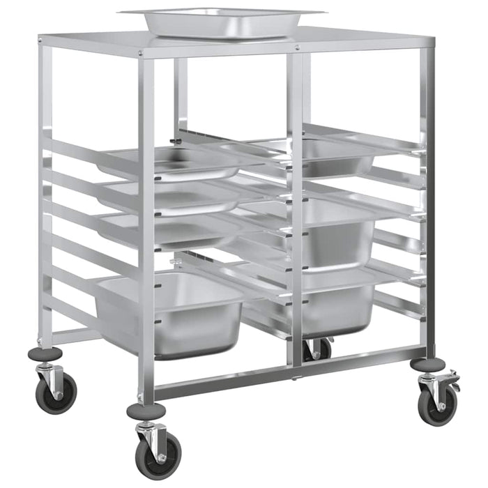 Tray Trolley With 12 Gn Containers 75X55X87 Cm Stainless Steel Aobnbia