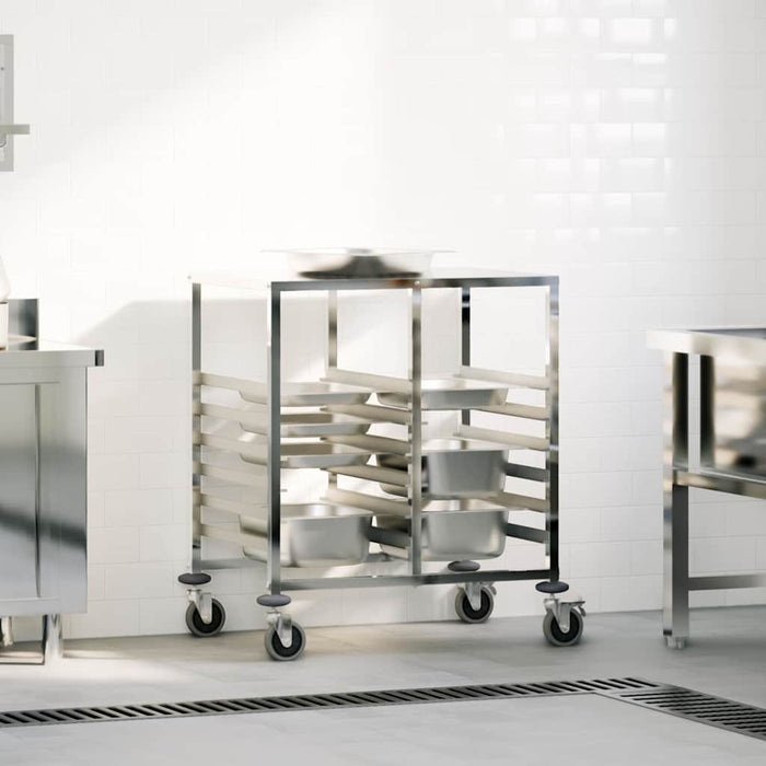 Tray Trolley With 12 Gn Containers 75X55X87 Cm Stainless Steel Aobnbia
