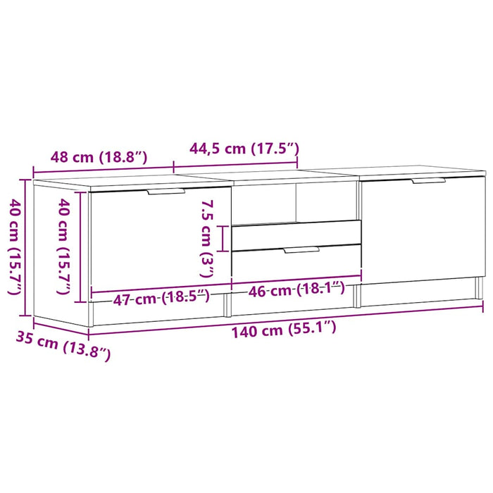Tv Cabinet With Drawer Black 140 X 35 X 40 Cm Engineered Wood Nlxbnn