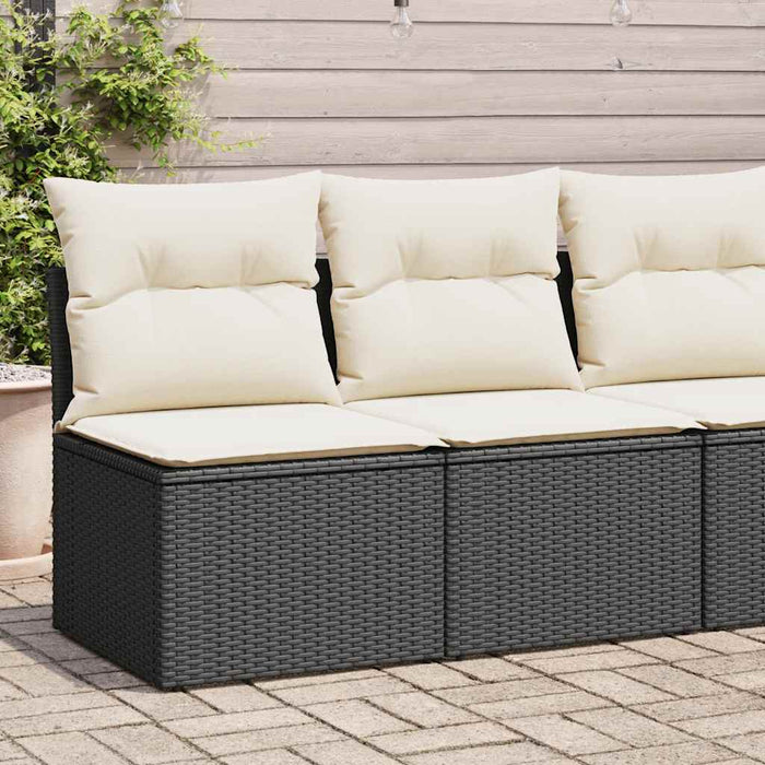 2 Piece Garden Sofa Set With Cushions Black Poly Rattan Acacia Ttxpxtx