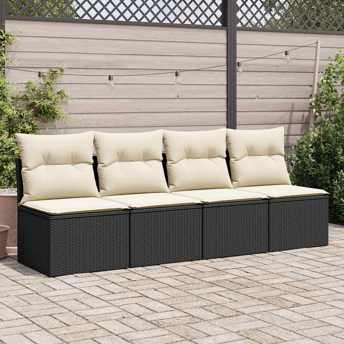 2 Piece Garden Sofa Set With Cushions Black Poly Rattan Acacia Ttxpxax