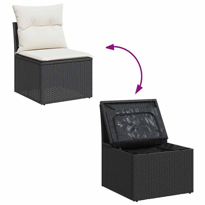 2 Piece Garden Sofa Set With Cushions Black Poly Rattan Acacia Ttxpxax