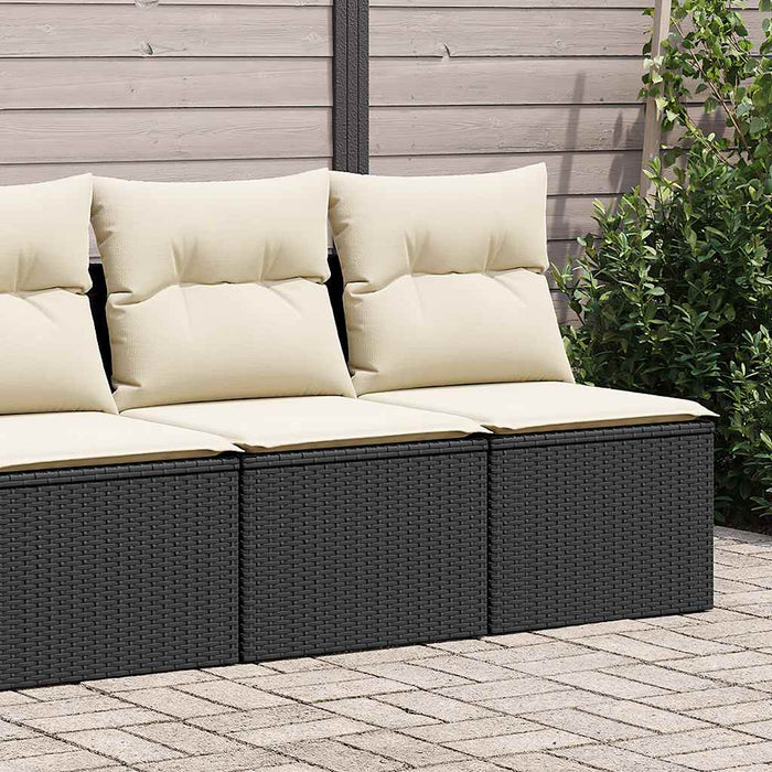 2 Piece Garden Sofa Set With Cushions Black Poly Rattan Acacia Ttxpxax