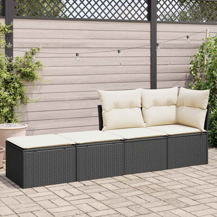 2 Piece Garden Sofa Set With Cushions Black Poly Rattan Acacia Ttxnlpk