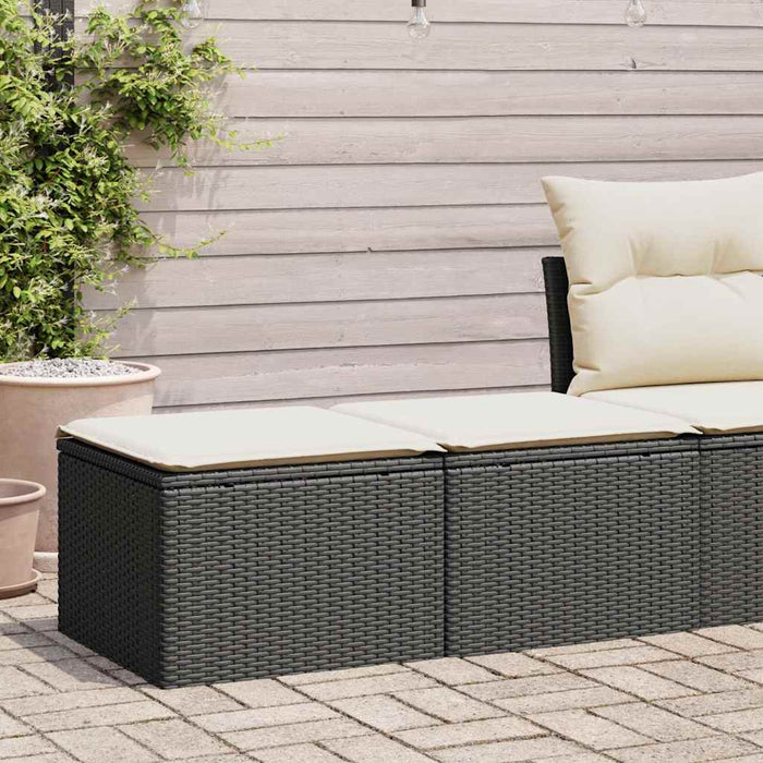 2 Piece Garden Sofa Set With Cushions Black Poly Rattan Acacia Ttxnlpk