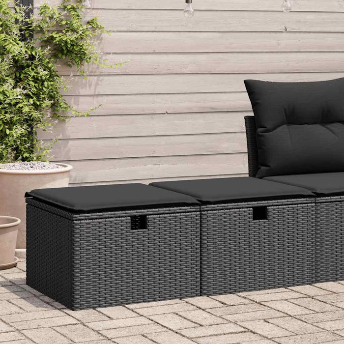 2 Piece Garden Sofa Set With Cushions Black Poly Rattan Acacia Ttxnlln