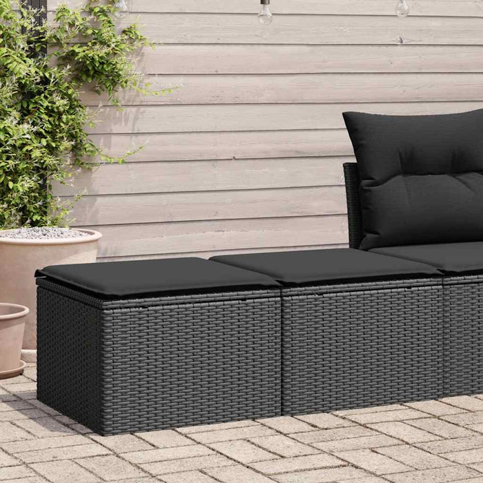 2 Piece Garden Sofa Set With Cushions Black Poly Rattan Acacia Ttxnlin