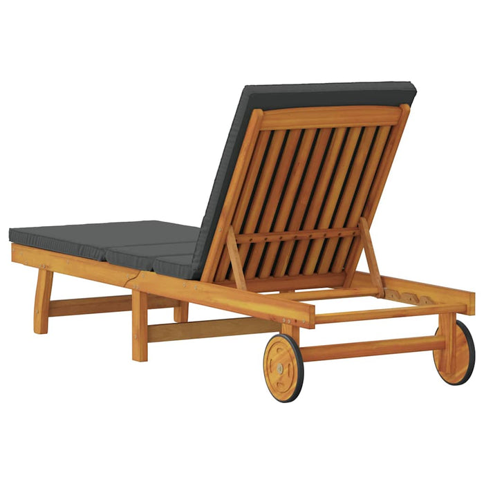 Sun Lounger Reclining Brown 63 X 199 X 85Cm Solid Acacia Wood Aobpptl
