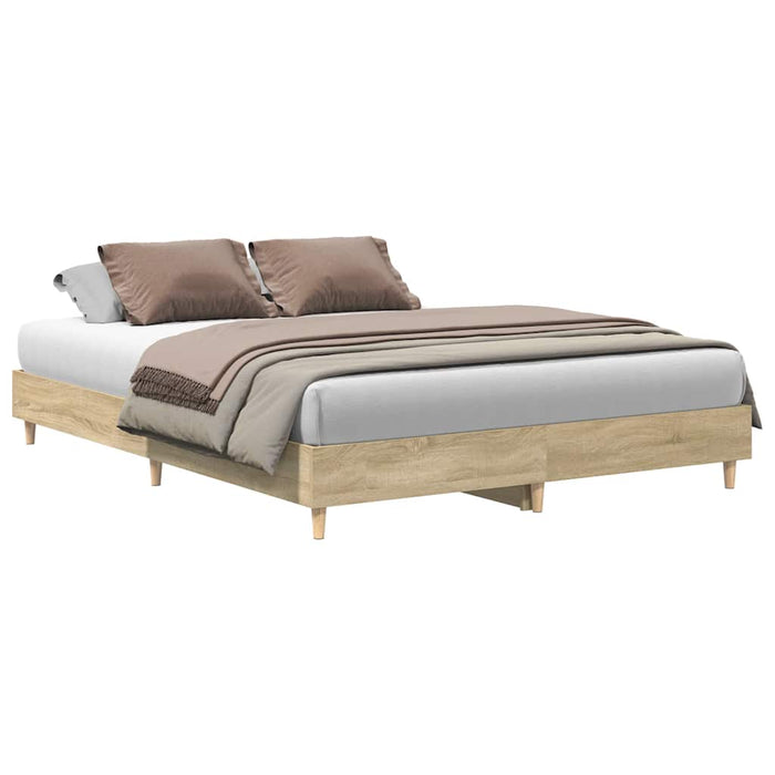 Queen Size Bed Frame No Mattress Sonoma Oak 150X200 Cm Engineered Wood Ttxniob