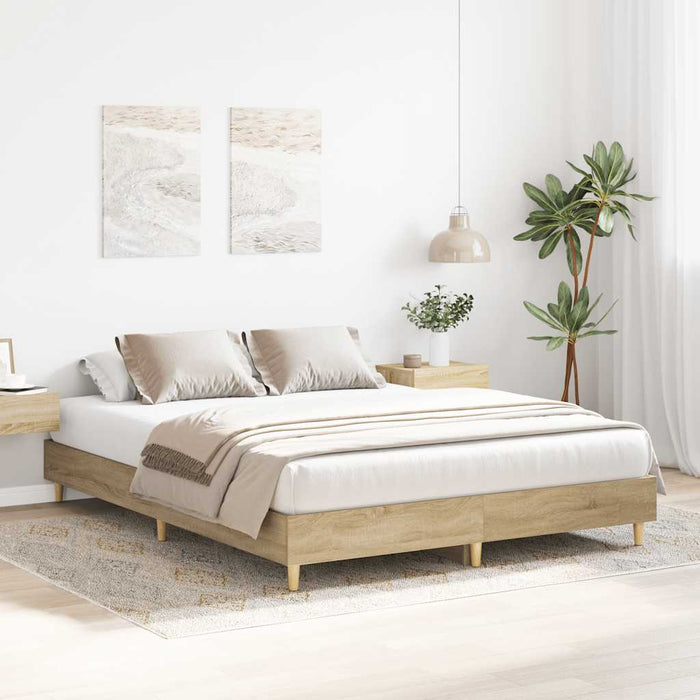 Queen Size Bed Frame No Mattress Sonoma Oak 150X200 Cm Engineered Wood Ttxniob