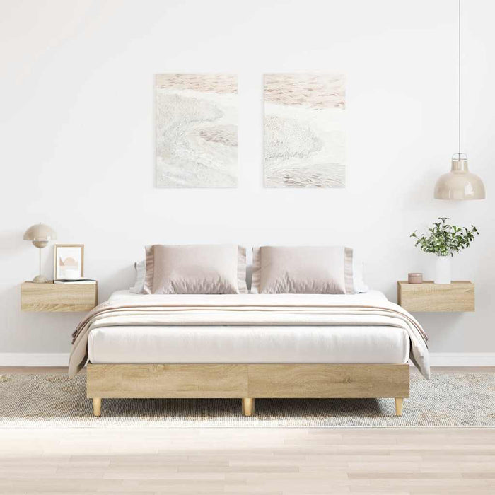Queen Size Bed Frame No Mattress Sonoma Oak 150X200 Cm Engineered Wood Ttxniob