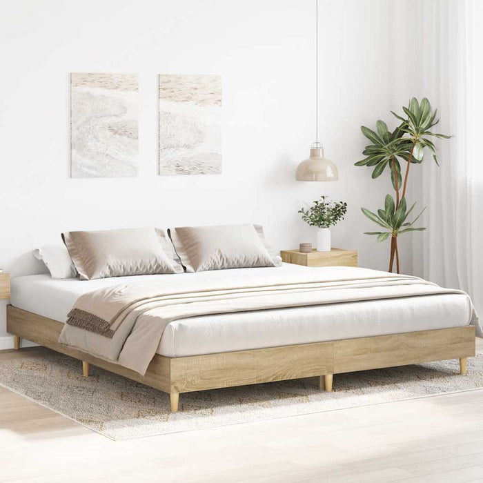 Queen Size Bed Frame Without Mattress Sonoma Oak 180X200Cm Engineered Wood Ttxkbxt