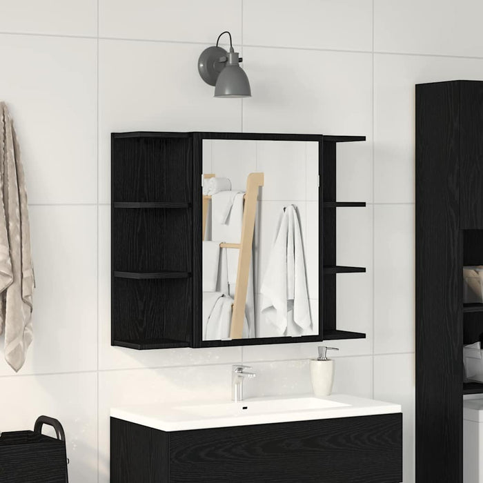 Mirror Cabinet Black Oak 80 X 20.5 X 64 Cm Engineered Wood Nlxakn