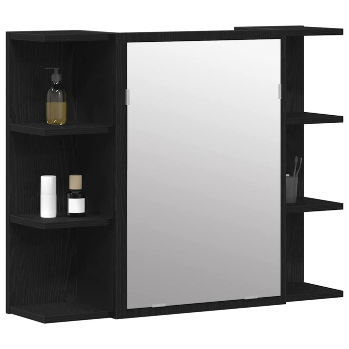 Mirror Cabinet Black Oak 80 X 20.5 X 64 Cm Engineered Wood Nlxakn