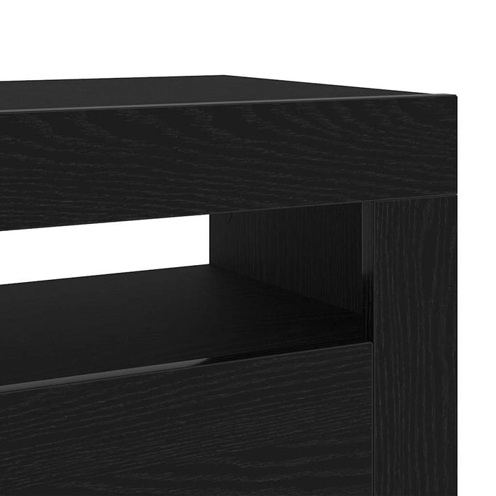 Tv Cabinet With Led Black Oak 90X35X40 Cm Engineered Wood Nlxplb