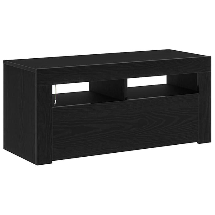 Tv Cabinet With Led Black Oak 90X35X40 Cm Engineered Wood Nlxplb