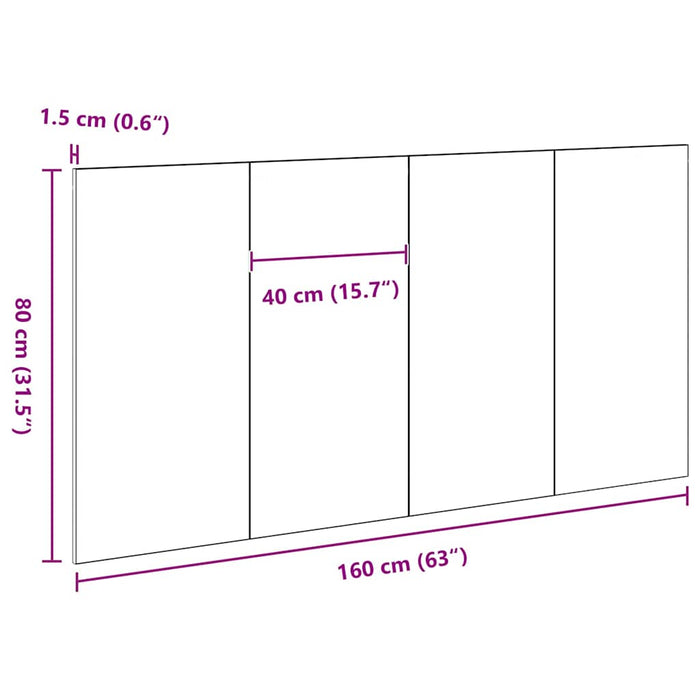Headboard Black Oak 160 X 1.5 X 80 Cm Engineered Wood Nlxitl