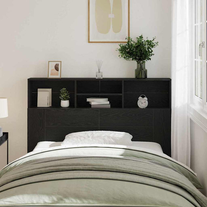 Headboard Cabinet With Shelf Black Oak 140 X 19 X 103.5 Cm Nlxipx