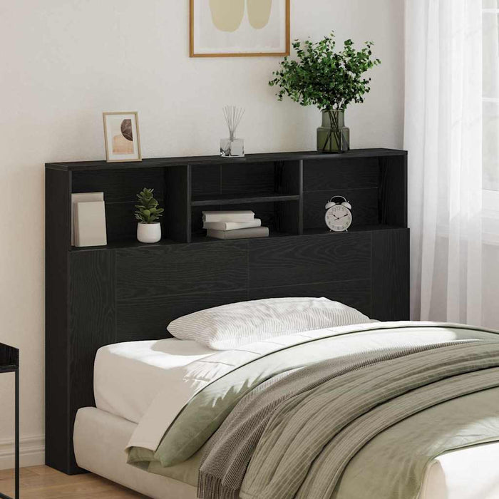 Headboard Cabinet With Shelf Black Oak 140 X 19 X 103.5 Cm Nlxipx