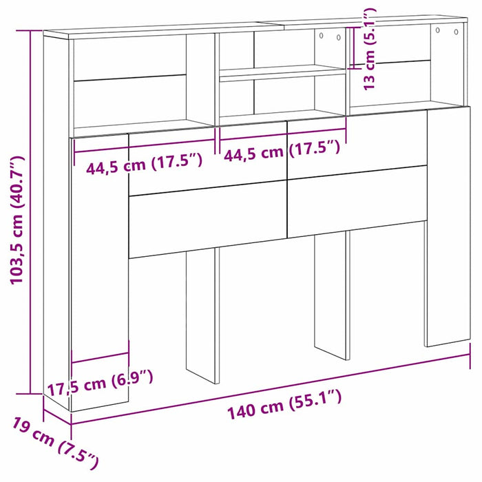 Headboard Cabinet With Shelf Black Oak 140 X 19 X 103.5 Cm Nlxipx