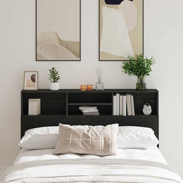 Queen Size Headboard Cabinet Black Oak 160 X 19 X 103.5 Cm Engineered Wood Nlxipt