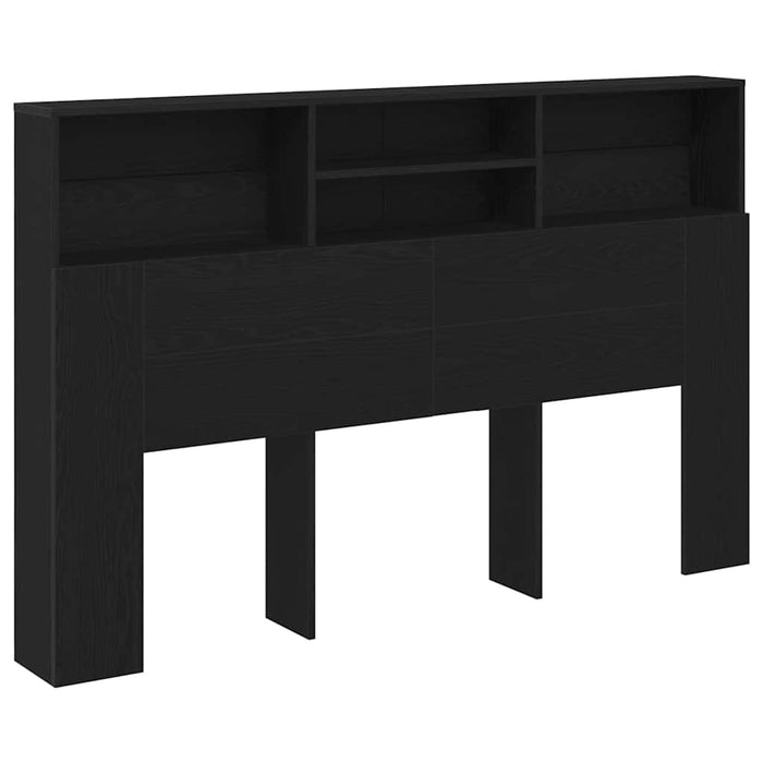 Queen Size Headboard Cabinet Black Oak 160 X 19 X 103.5 Cm Engineered Wood Nlxipt