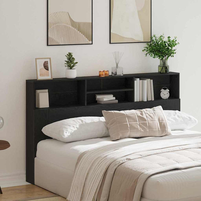 Headboard Cabinet With Shelf Black Oak 180 X 19 X 103.5 Cm Nlxipa