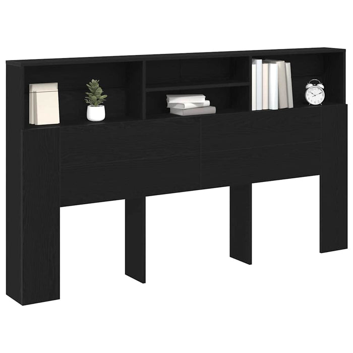 Headboard Cabinet With Shelf Black Oak 180 X 19 X 103.5 Cm Nlxipa