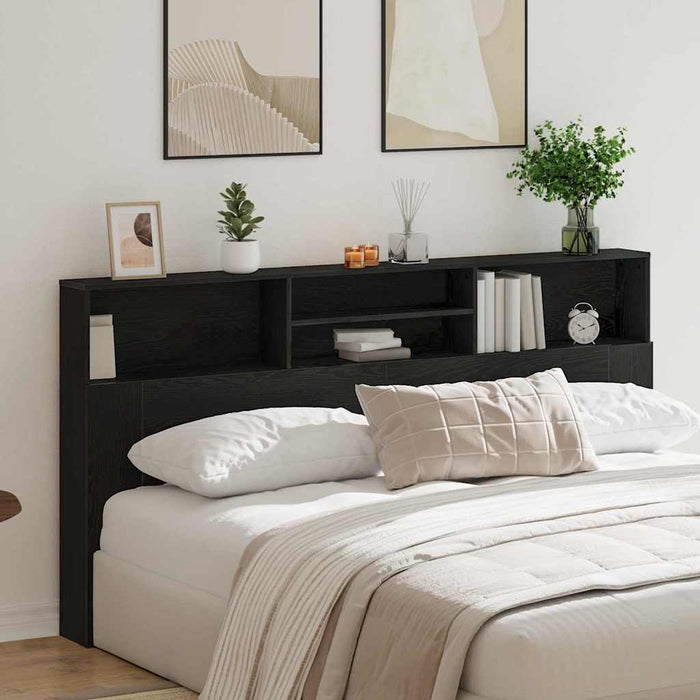 Headboard Cabinet With Shelf Black Oak 200 X 19 X 103.5 Cm Nlxipp