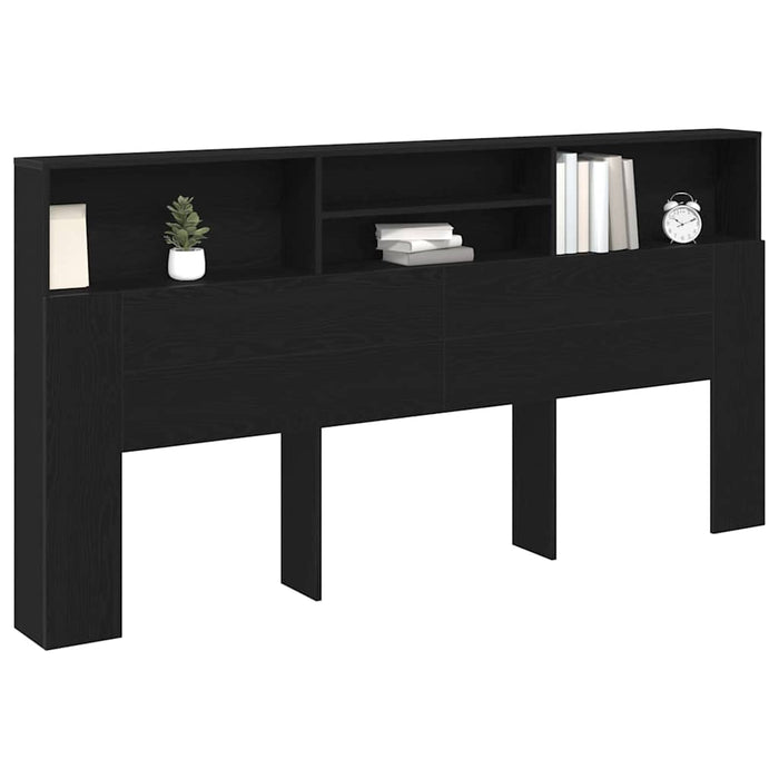Headboard Cabinet With Shelf Black Oak 200 X 19 X 103.5 Cm Nlxipp