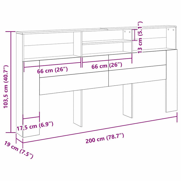 Headboard Cabinet With Shelf Black Oak 200 X 19 X 103.5 Cm Nlxipp