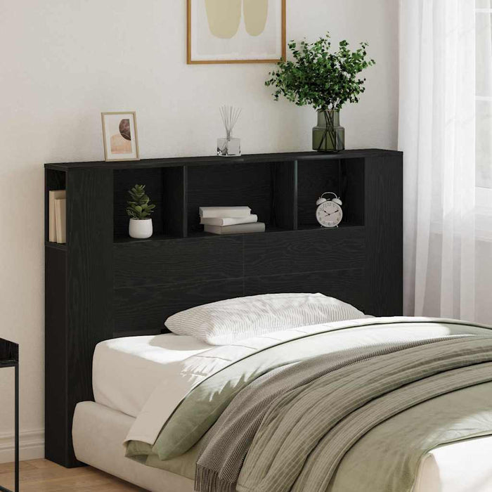 Headboard Cabinet Black Oak 140 X 19 X 104.5 Cm Engineered Wood Nlxipn