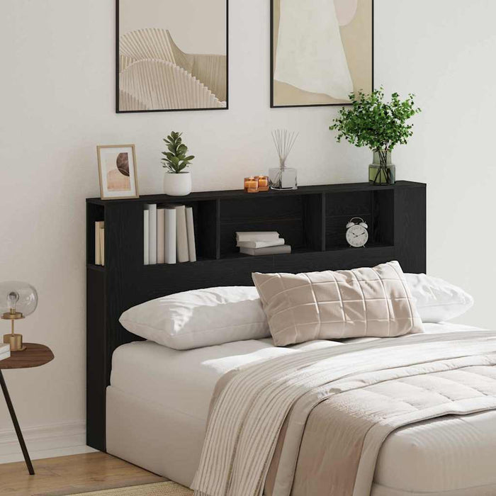 Headboard Cabinet Black Oak 160 X 19 X 104.5 Cm Engineered Wood Nlxipk