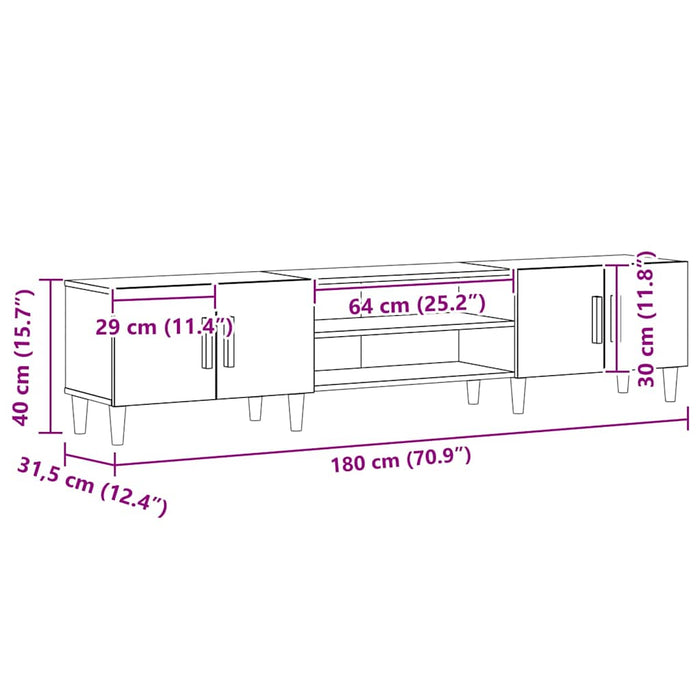Tv Cabinet Black Oak 180 X 31.5 X 40 Cm Engineered Wood Nlxnoi