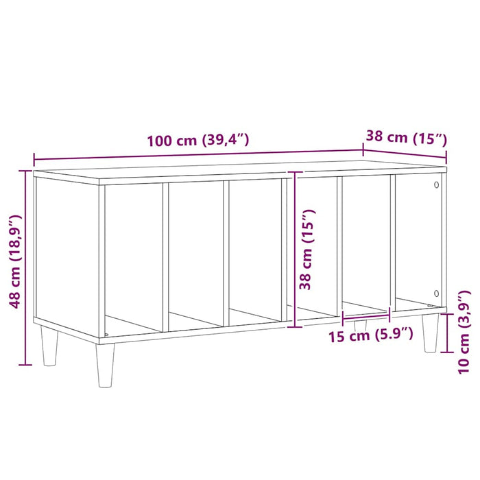 Record Cabinet Black Oak 100 X 38 X 48 Cm Engineered Wood Nlxnln