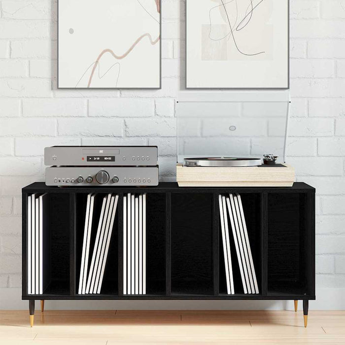 Record Cabinet Black Oak 100 X 38 X 48 Cm Engineered Wood Nlxkbo