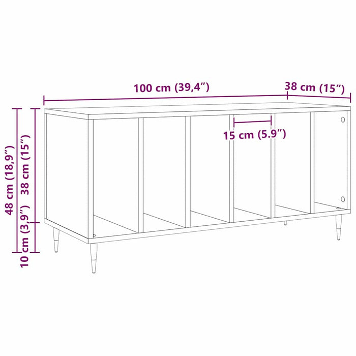 Record Cabinet Black Oak 100 X 38 X 48 Cm Engineered Wood Nlxkbo