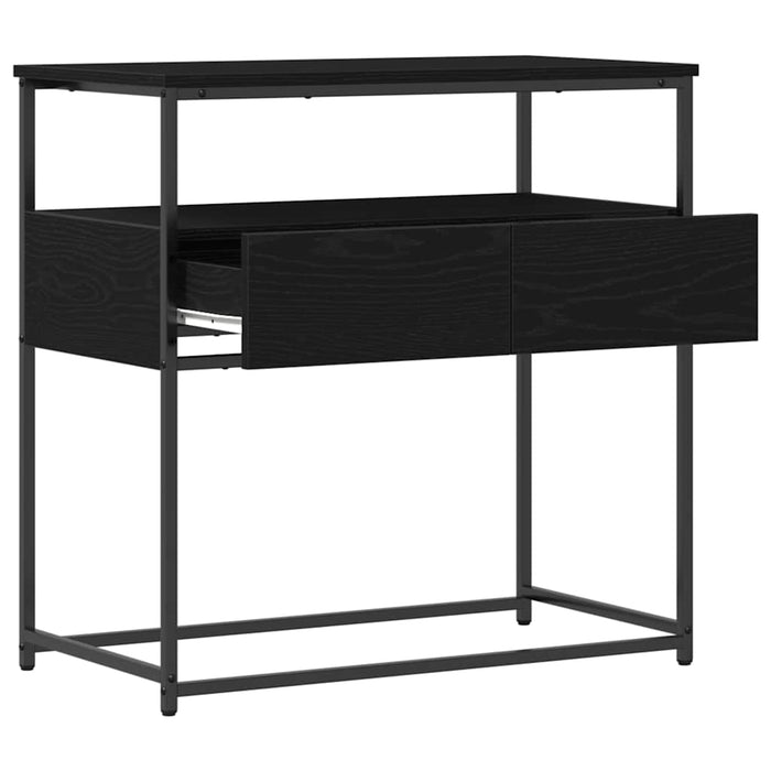 Console Table Black Oak 75X40X75 Cm Engineered Wood And Steel Nlxktn