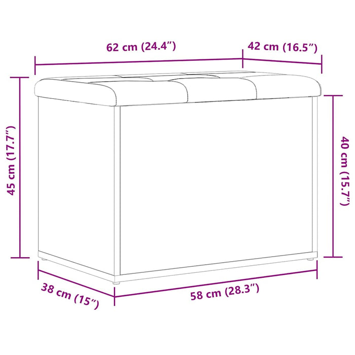 Storage Bench Black Oak 62 X 42 X 45 Cm Engineered Wood Nlxknt