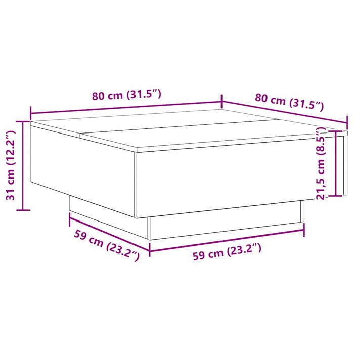 Coffee Table Black Oak 80 X 80 X 31 Cm Engineered Wood Nlxkkk