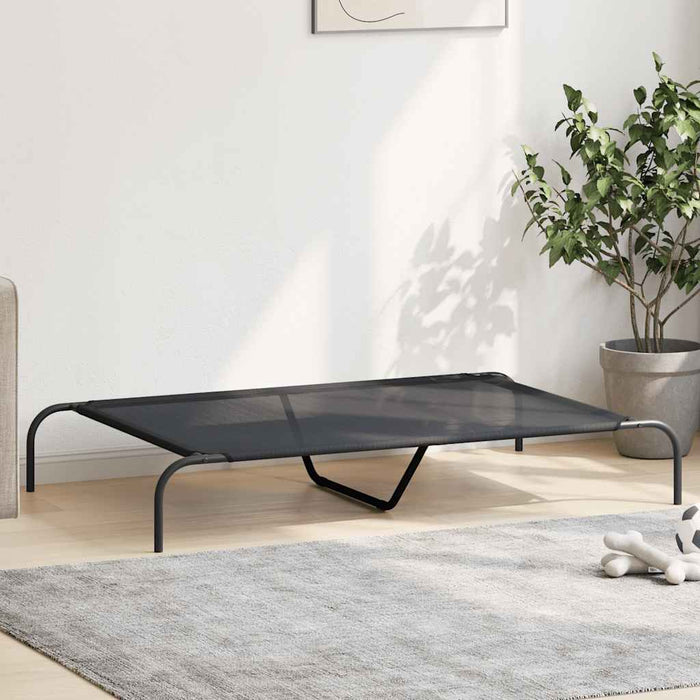 Elevated Dog Bed Black 130X80X20 Cm Textilene And Steel Axbbbntl