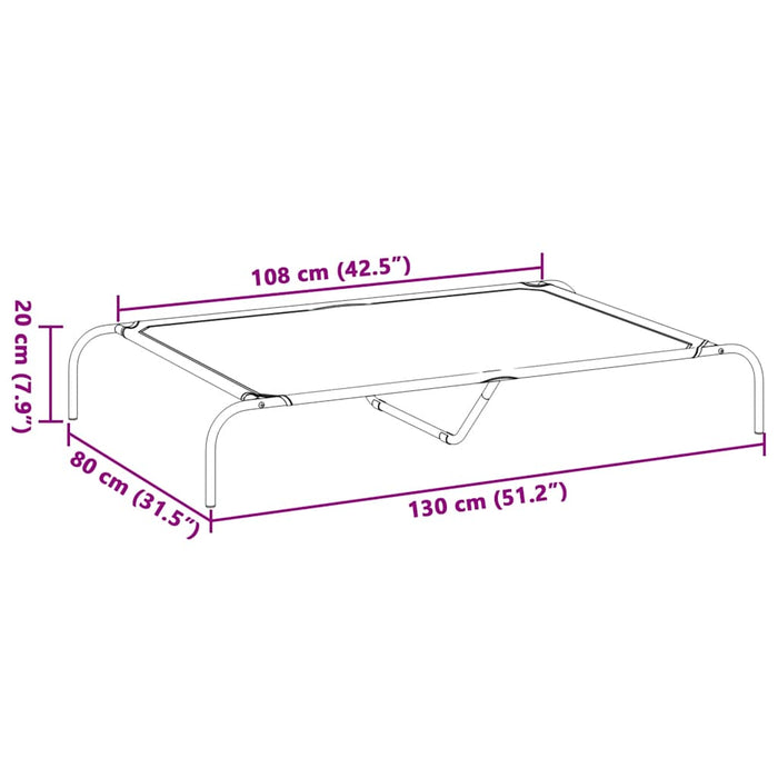 Elevated Dog Bed Black 130X80X20 Cm Textilene And Steel Axbbbntl