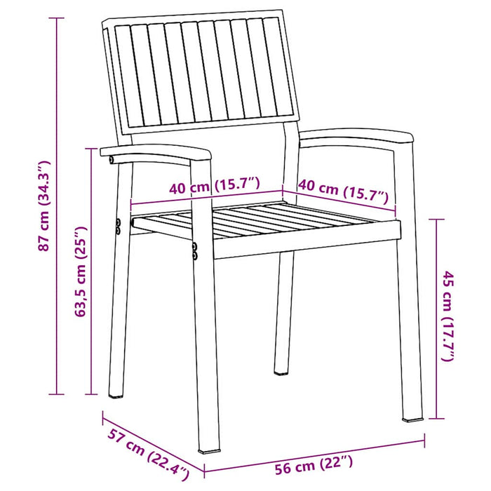 Garden Chair 2 Pcs Brown 56 X 57 X 87Cm Solid Acacia Wood Aboblxl