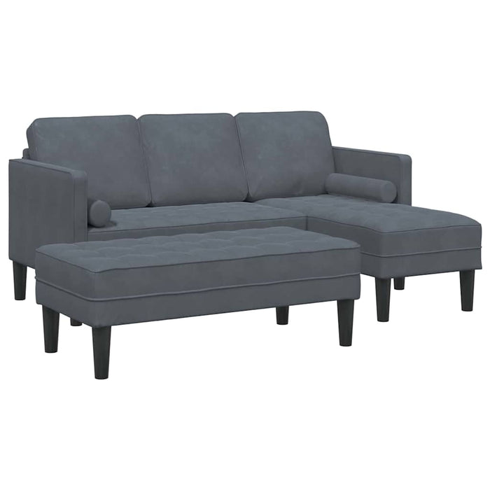 Garden Sofa With Bench And Cushions L-Shaped Dark Grey Velvet Ttxkxlp