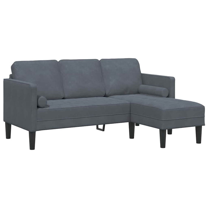 Garden Sofa With Bench And Cushions L-Shaped Dark Grey Velvet Ttxkxlp