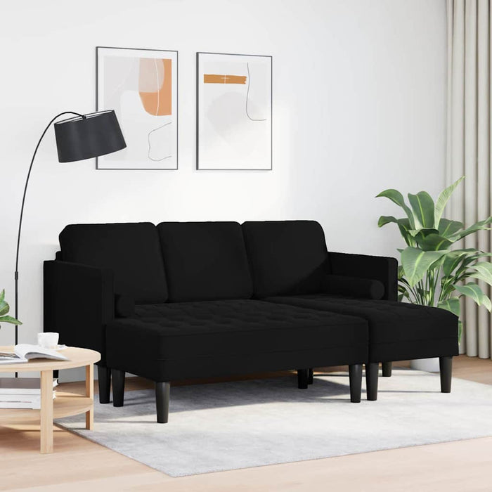 Garden Sofa With Bench And Cushions L-Shaped Black Velvet Ttxkxib