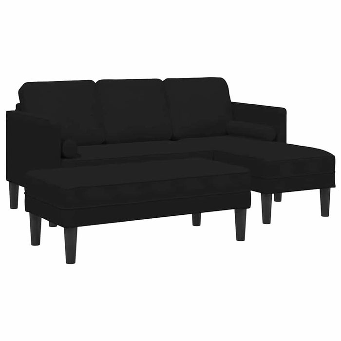 Garden Sofa With Bench And Cushions L-Shaped Black Velvet Ttxkxib
