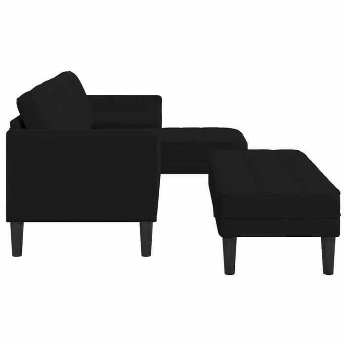 Garden Sofa With Bench And Cushions L-Shaped Black Velvet Ttxkxib