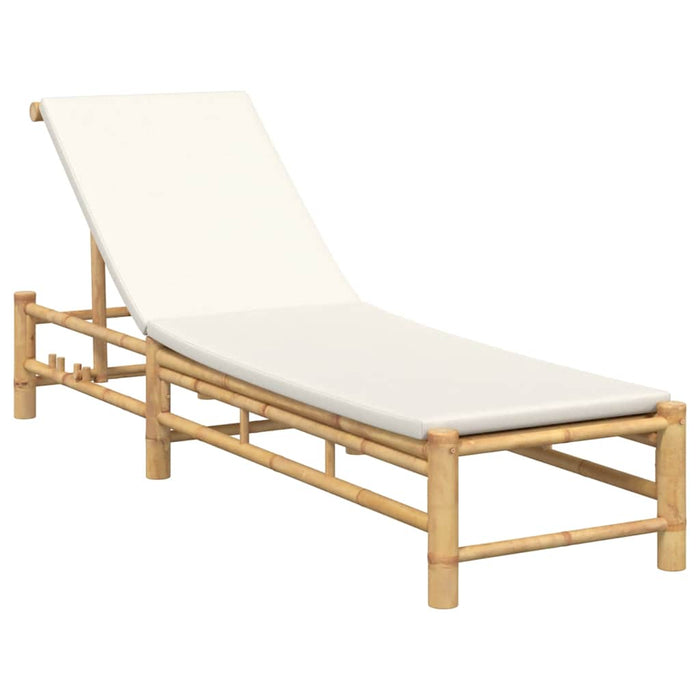 Sun Lounger With Cushions 55X199X30 Cm Bamboo Aobnxxl