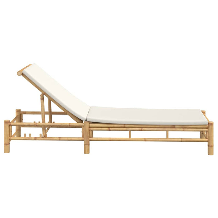 Sun Lounger With Cushions 55X199X30 Cm Bamboo Aobnxxl